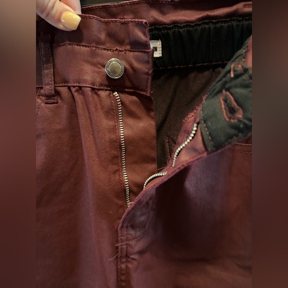 Zara -  Denim Burgundy Pants (Size 8) - Picture 9 of 10